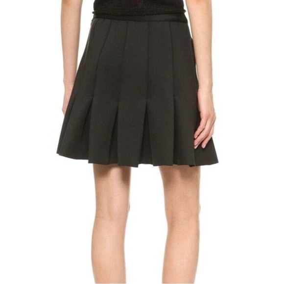 Rachel Zoe Black Indio Pleated Neoprene Ponte Mininskirt Sz 10 - Picture 2 of 15